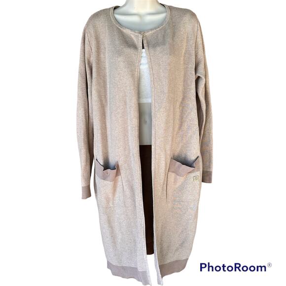 Tommy Hilfiger Double Knit Open Cardigan Sweater Coatigan Duster Womens M - Picture 1 of 9